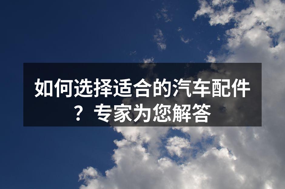 选择合适的汽车配件是维护汽车的重要环节